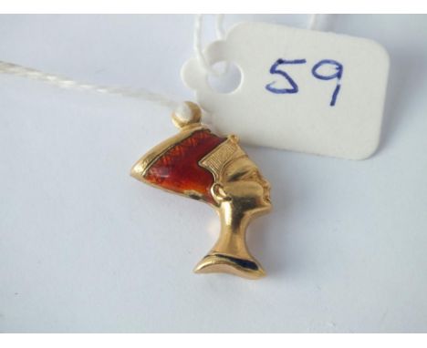 18ct gold &amp; enamel Egyptian style charm 2.3g