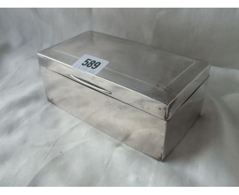 Cigarette box with hinged engine turned cover – 6” wide  B’ham 1926       