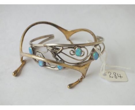 Sterling fancy bangle set with 5 doublets &amp; 1 other   