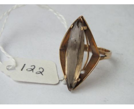 9ct modernist brown stone dress ring approx size N  4.3g inc  