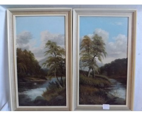 R. HOLMAN – River Landscape – 16 x 9- a pair – signed   