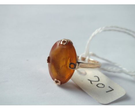 9ct oval orange stone et ring 3.8g inc     