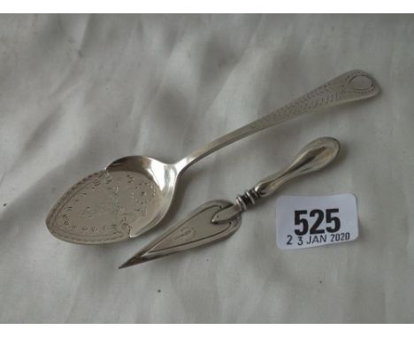 Trowel shaped book mark and a jam spoon    