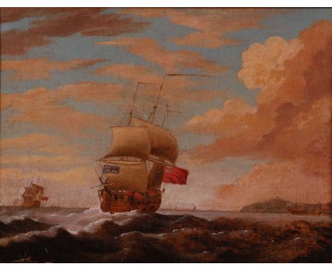 18th century English school - Naval frigates off the coastline, oil on board, 34 x 44cm Condition Report / Extra Information 