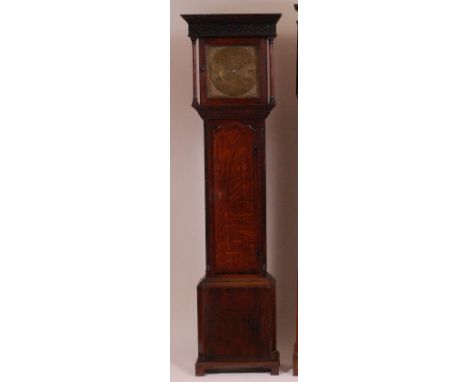 A Sanderson of Carlisle 18th century oak longcase clock, the square brass dial (w.12") signed and with date aperture, brass c