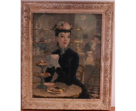 Dietz Edzard (German 1893-1963) - Taking afternoon tea, oil on canvas, signed lower right, 79.5 x 63cm Condition Report / Ext