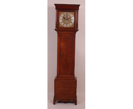 William Allam of London 18th century oak longcase clock, signed to a silvered plaque and with silvered chapter ring having Ar