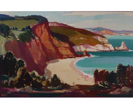 Leonard Richmond (1889-1965) - A Cornish beach, oil on canvas (re-lined), signed lower left, 79 x 122cm  Condition Report / E