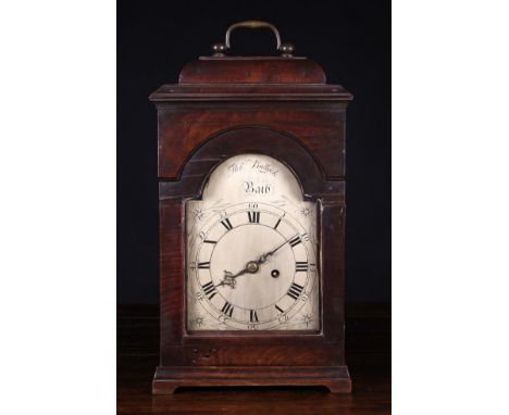 A Rare 18th Century Mahogany Bracket Clock by Thomas Bullock of Bath. The 7½ ins (19 cms) break arch silvered dial inscribed 