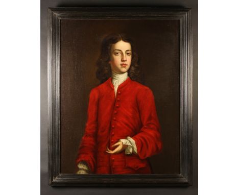 Circle of William Aikman (1682-1731). Oil on Canvas. Three quarter length Portrait of a Young Aristocratic Gent stood wearing