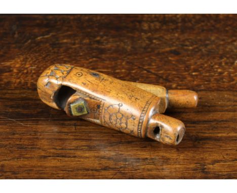 A Rare Late 16th/Early 17th Century Boxwood Nutcracker of rich colour & patination decorated with Tudor style roses and havin