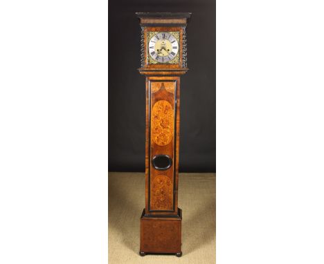 A William & Mary Marquetry Month Going Longcase Clock Circa 1685. The six pillar movement having a 10 inch (25.5 cm) square b