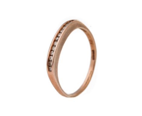 9ct rose gold diamond half eternity ring, 1.4 grams, size P.  