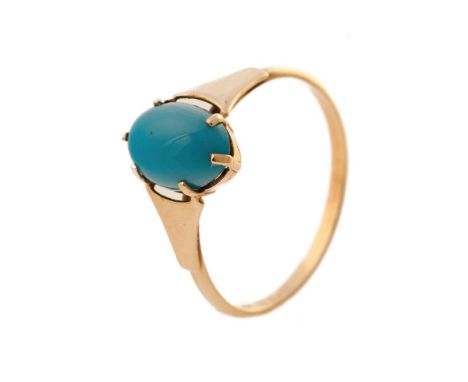 9ct gold turquoise dress ring, 1.3 grams, size L.  