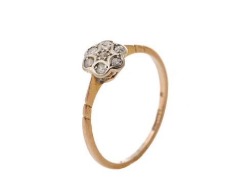 18ct gold diamond daisy ring, 1.5 grams, Chester 1910, size O.  