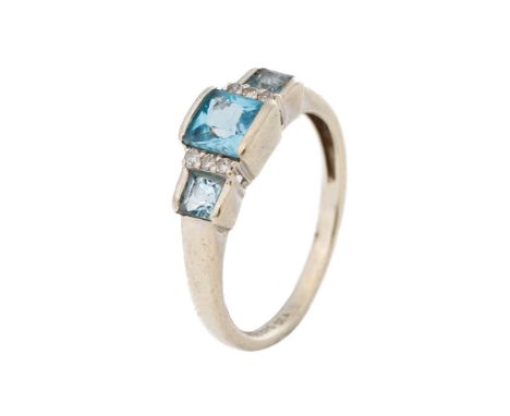 9ct gold ring set with diamonds and topaz, 2.2 grams, size N.  