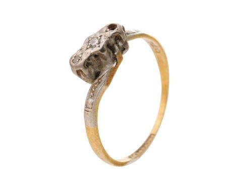 18ct gold and platinum diamond ring, 2.2 grams, stone missing.  