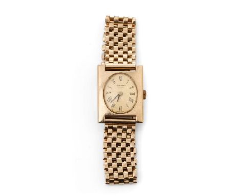 Longines heavy ladies 9ct hallmarked gold watch and hallmarked 9ct gold bracelet, manual wind.  Gross weight 26.7g.  (23.4g w