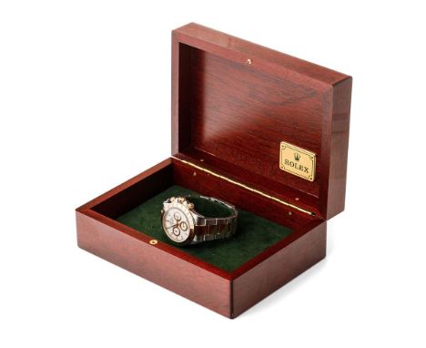 Rolex Daytona gentleman's stainless steel and 18ct yellow gold wristwatch, white dial signed Rolex,Oyster Perpetual, Superlat