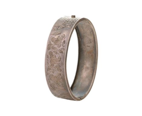 Wide silver bangle, 21.2 grams.  