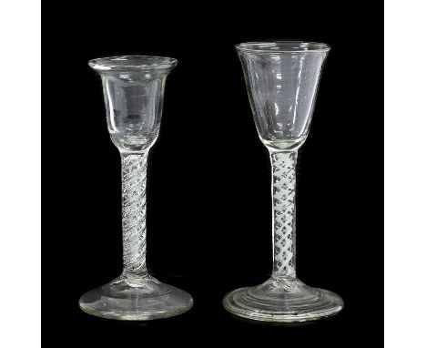 A Wine Glass, circa 1750, the rounded funnel bowl on a mixed air twist stem and folded foot17cm highA Similar Wine Glass, the