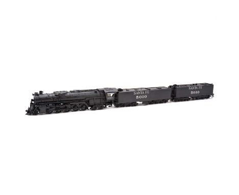 Westside Model Company HO gauge model railway steam locomotive and double tender, AT &amp; SF 2-10-4 no.5010, brass model, bl