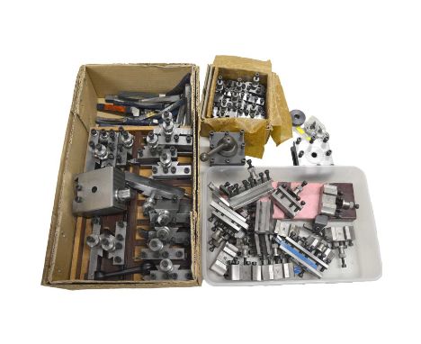 A Myford 1410 tool post, quantity of other tool posts and tools