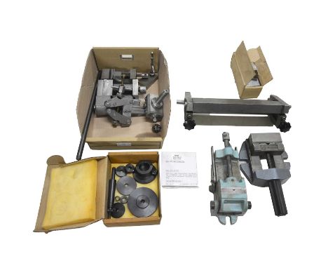 Myford MA71 machine vice, other machine vices, a knurling tool, a backstop and facing tool, an adjustable vice, a unigrip and