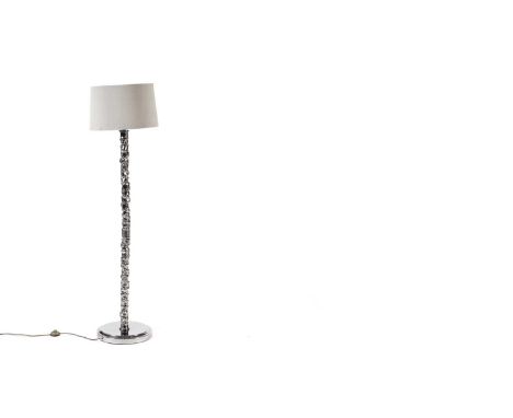 Porta Romana - model MFL/05: A modern stylish standard lamp with nickel finish, raised on a cirular base, 175cm high. 