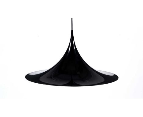 Claus Bonderup &amp; Torsten Thorup for Fog &amp; Mørup: A Danish tapering 'Semi 60' ebonised pendant light shade with white 