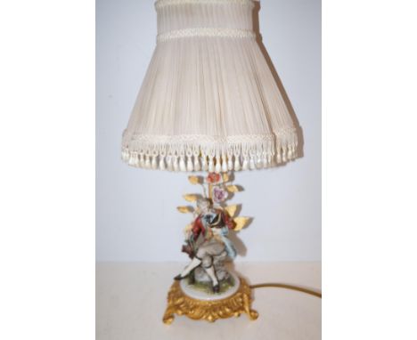 Gilt metal &amp; porcelain capodimonte table lamp