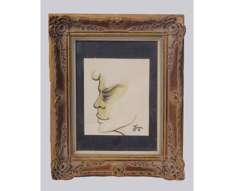 Circle of Jean Cocteau (French, 1889 - 1963) Profile portrait of a manInk on paperSigned ‘Jean*’ bottom rightH33 x W27 cm (in