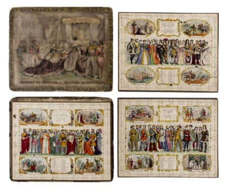 * Jigsaw. History of England, Paris: H. Rousseau, after 1853, three hand-coloured lithographed jigsaws, printed on paper laid