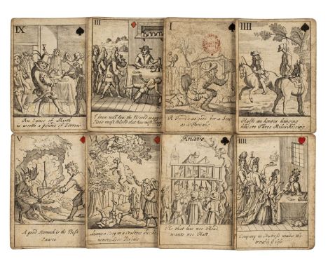 * Playing Cards. Proverbial Cards, [John Lenthall], between 1718 &amp; 1744, a complete set of 52 playing cards with French s