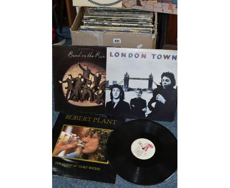 A BOX OF APPROXIMATELY SEVENTY-FIVE LP RECORDS, artists include Don McLean, Wings, Moody Blues, Pink Floyd, Bob Dylan, Sade, 