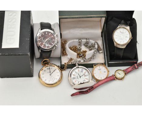 AN ASSORTMENT OF WATCHES, to include a ladies 'Gucci' quartz wristwatch, a gents 'Guess' chronograph wristwatch, a gents 'Sek