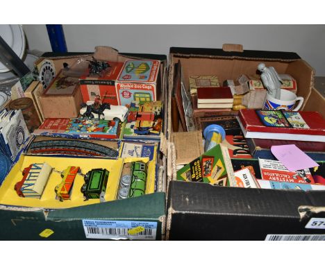 A QUANTITY OF ASSORTED VINTAGE TOYS AND GAMES, to include boxed Mettoy tinplate clockwork Miniature Freight Train set, No.572