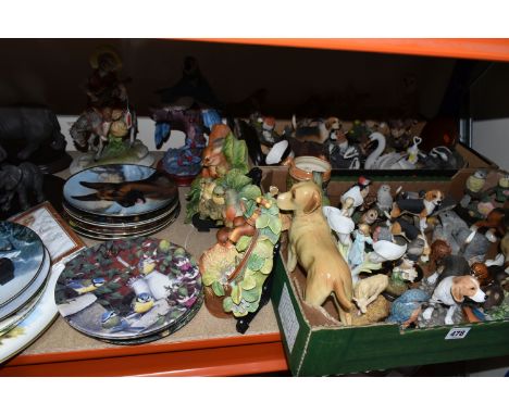 TWO BOXES AND A LOOSE COLLECTION OF CERAMIC ORNAMENTS FROM BRANDED MANUFACTURERS INCLUDING COALPORT, BORDER FINE ARTS, COUNTR