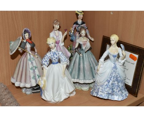 SIX ROYAL WORCESTER FIGURINES, comprising Camille from a limited edition of 500, with certificate (chip and repair to thumb a