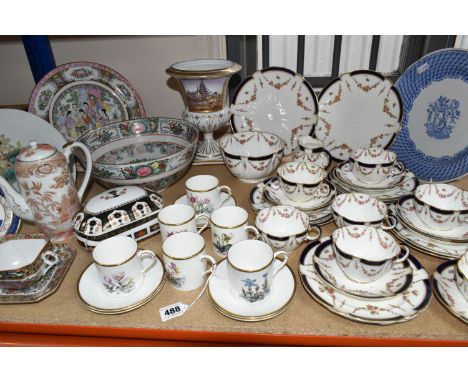 A GROUP OF LATE 19TH AND EARLY 20TH CENTURY CERAMICS, comprising a George Jones- Crescent China tea set pattern No. A4145, de