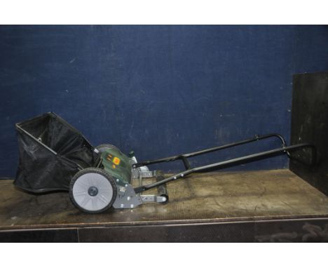 A WEBB WEH18 MANUAL LAWN MOWER with grass box