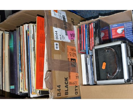 TWO BOXES AND TWO CASES OF LP RECORDS AND CDS ETC, LPs include The Beatles 'Help' mono pressing, Sgt Pepper's Lonely Hearts C