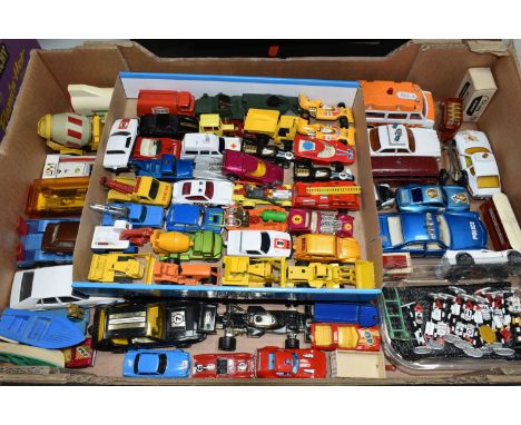 A QUANTITY OF UNBOXED AND ASSORTED PLAYWORN DIECAST VEHICLES, Dinky, Corgi, Matchbox (including early Yesteryear issues), Cor