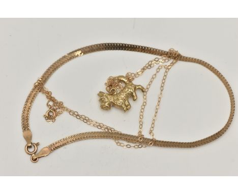A 9CT GOLD BRACELET, DOG PENDANT AND CHAIN, the articulated bracelet, fitted with a spring clasp, hallmarked 9ct Birmingham i