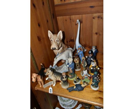 A GROUP OF ANIMAL THEMED ORNAMENTS, comprising Royal Doulton and Robert Harrop 'Country Companions', Royal Doulton Airedale T