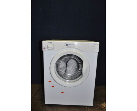 A WHITE KNIGHT 38AW SMALL TUMBLE DRYER with outlet pipe width 50cm depth 48cm height 68cm (PAT pass and working)