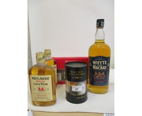 Three bottles of Whyte &amp; Mackay Scotch Whisky to include 37.5cl x 2 and 1lt bottle and two selection boxes 