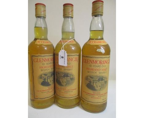 Three bottles of 75cl 10 year old Glenmorangie Highland Scotch Whisky 
