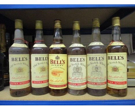 Six bottles of Bells Finest Old Scotch Whisky 75cl and 70cl,26 2/3fl oz 