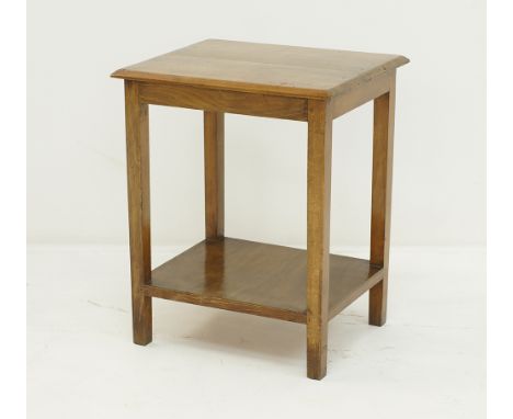 A vintage beechwood side table with a low shelf measuring 47x40cm, H58cm, mid century.